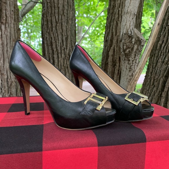 Nine West Leather Peep Toe Pumps - Picture 2 of 4